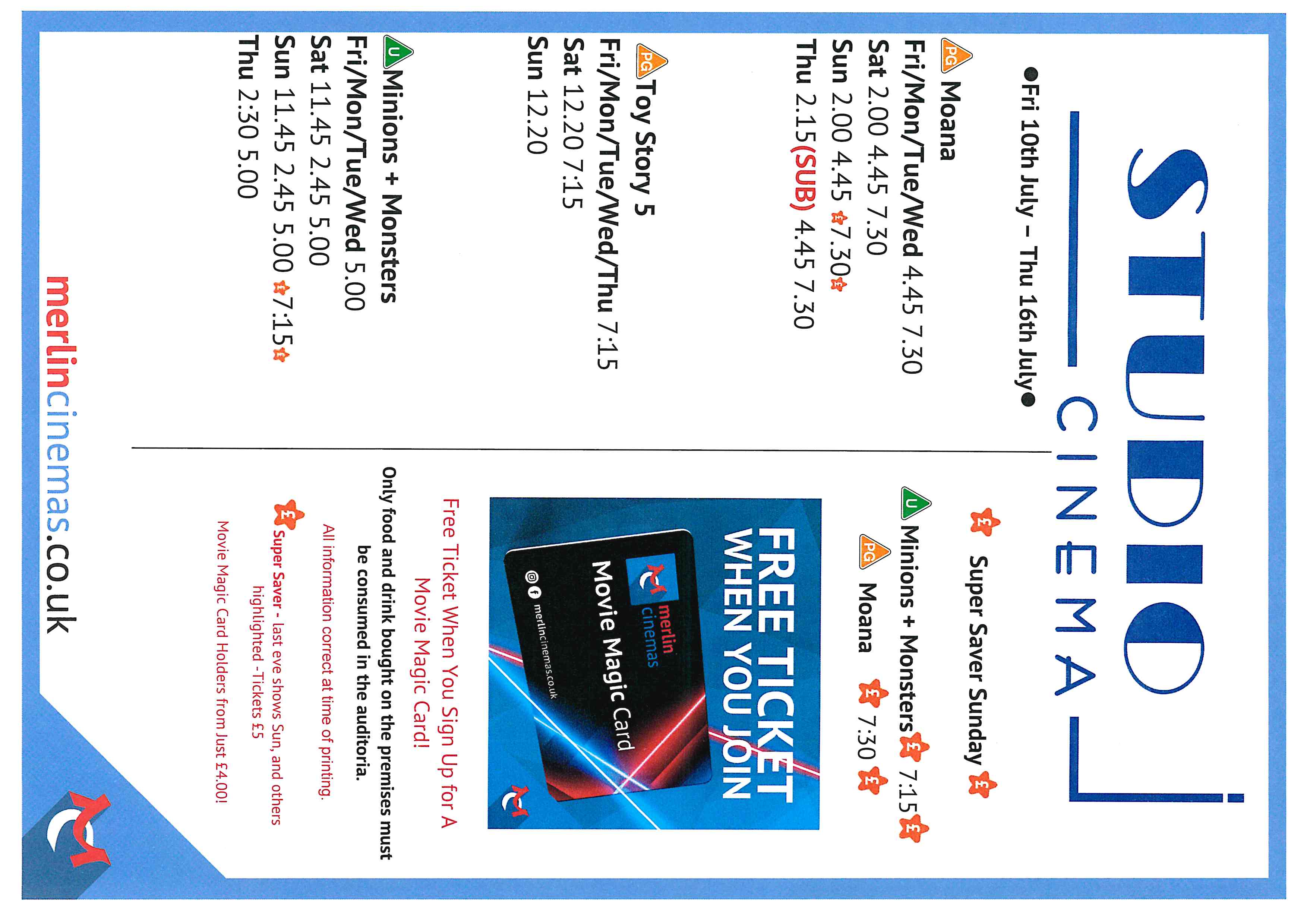 Studio Cinema Listings 10.7.26-16.7.26